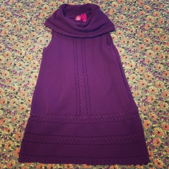 purple turtleneck sweater dress